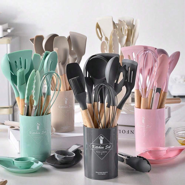 14PCS HEAT RESISTANT SILICONE KITCHENWARE COOKING UTENSILS SET